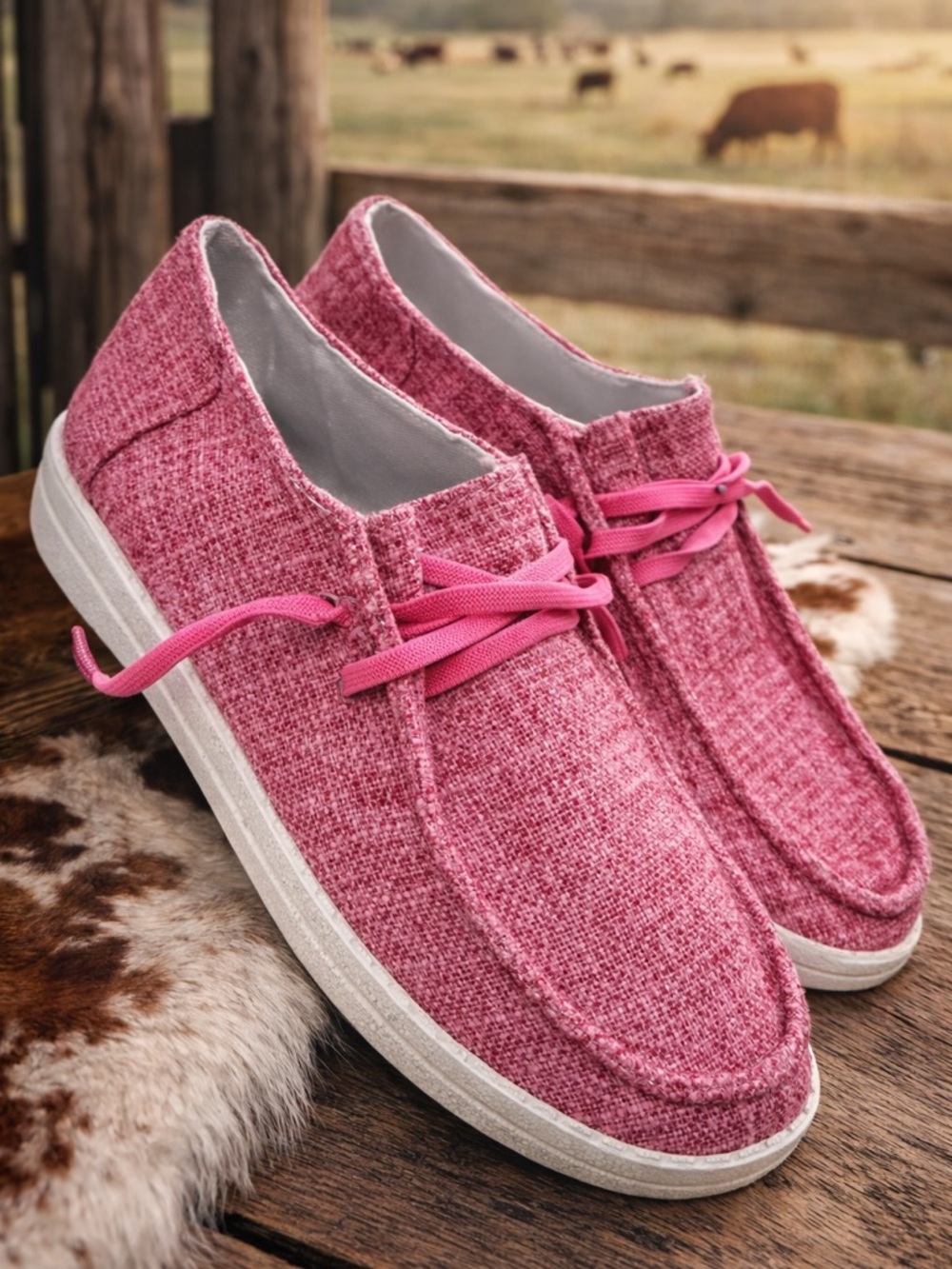 Casual Women’s Pink Canvas Lace-Up Shoes